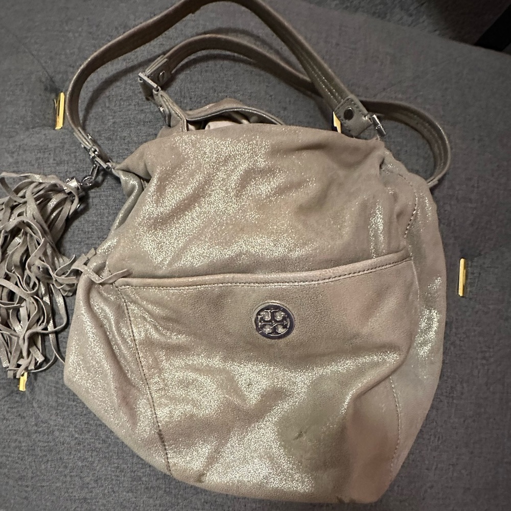 Silver Tory Burch Hobo Bag